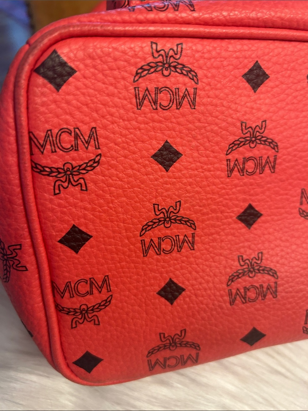 MCM Red Logo Backpack with Gold Hardware - Picture 7 of 10